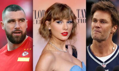 "Breaking News: Taylor Swift officially announces split with Travis Kelce to focus on her secret crush Tom Brady, stating, "He is more charming."