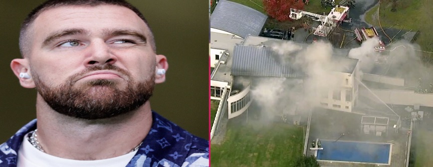 Travis Kelce hospitalized in critical condition following house fire.