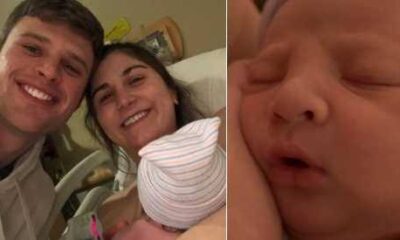 Chiefs kicker Harrison Butker and his wife celebrate the birth of their son.