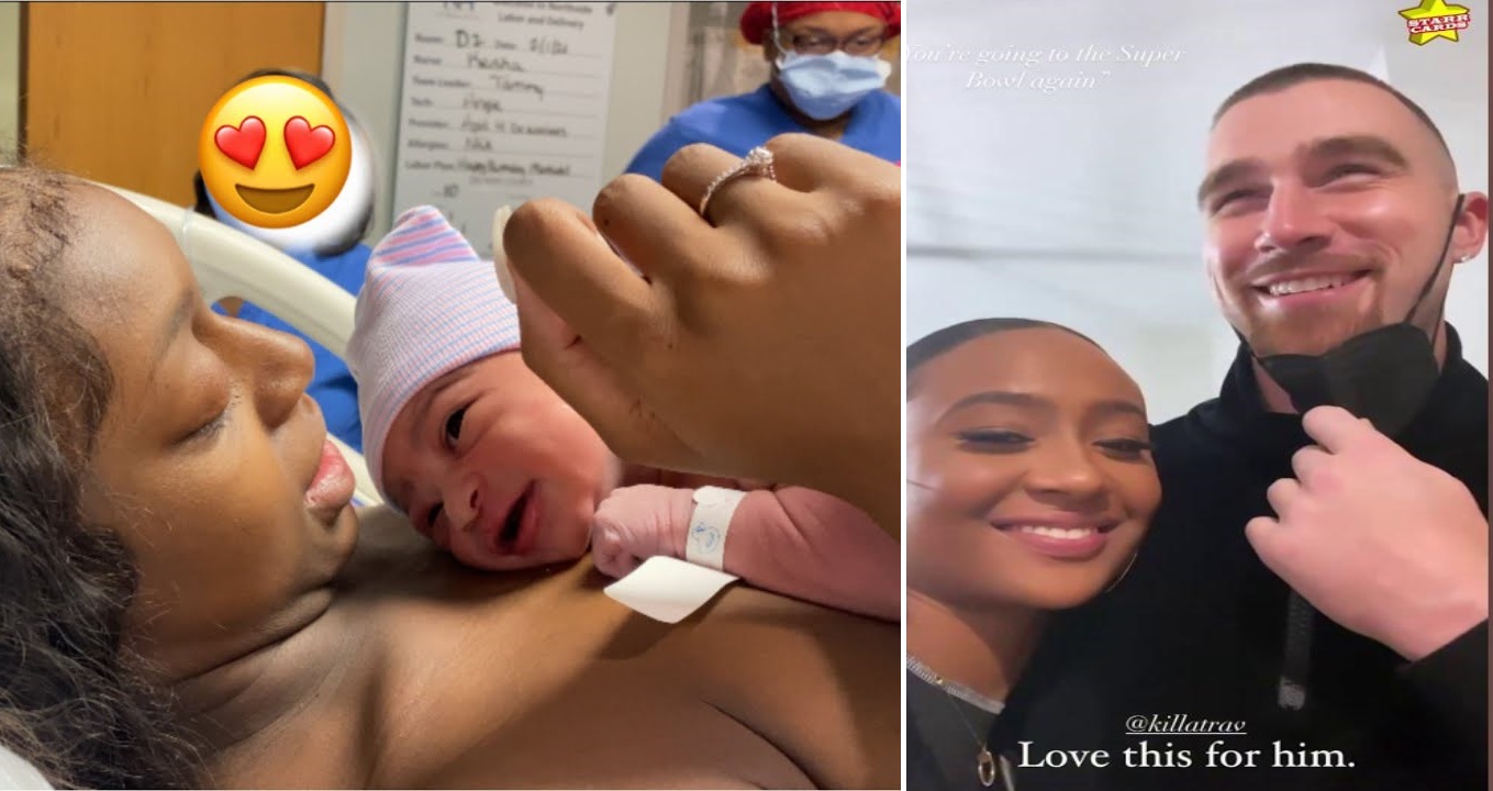 Travis Kelce sends heartfelt congratulations to his ex, Kayla Nicole, as she welcomes her first child.