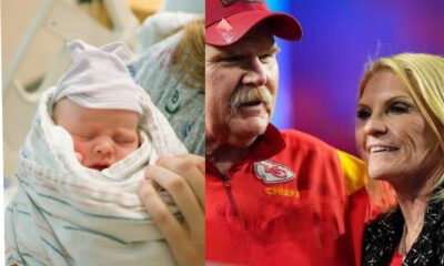 Chiefs coach Andy Reid is astonished as his 67-year-old wife, Tammy Reid, welcomes their sixth child.