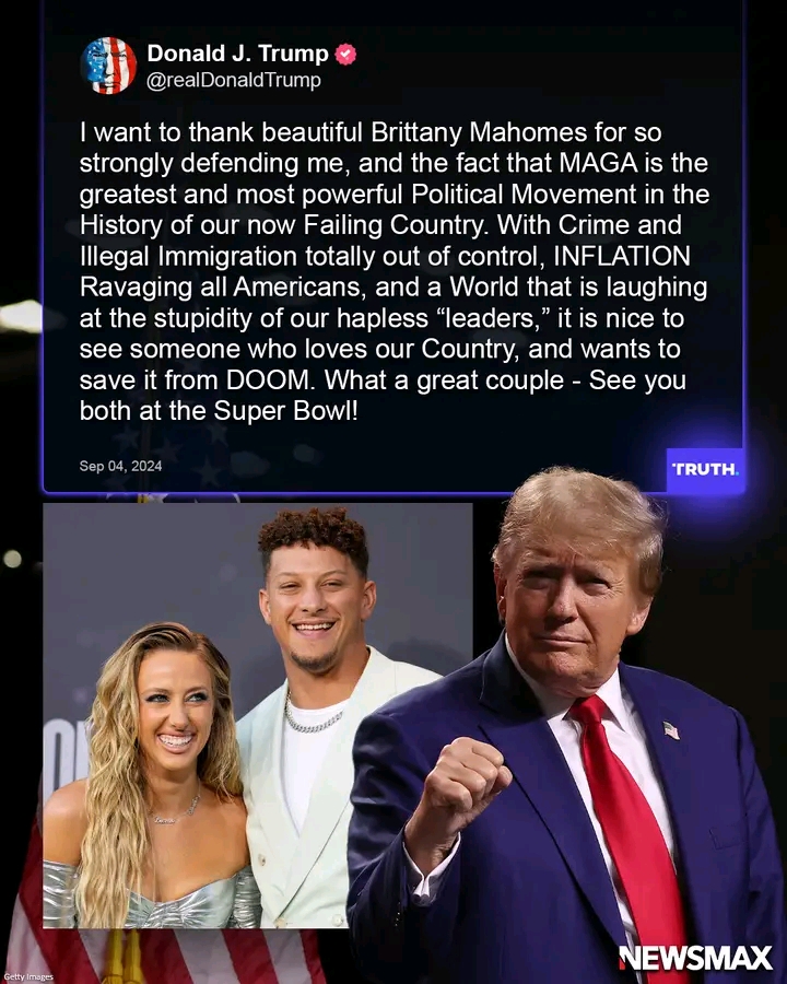 Patrick Mahomes and Brittany demonstrate their heartfelt and unwavering support for Donald Trump, and Trump deeply appreciates their loyalty, never taking it for granted.