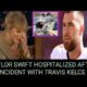 "Four minutes ago at the hospital, Taylor Swift's life was in danger after she was struck by the greatest shock following Dona Kelce's revelation to her."